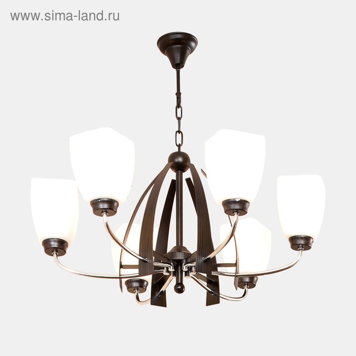 Люстра Берта 6x75Вт E27 хром венге 52x52x19см 6890₽