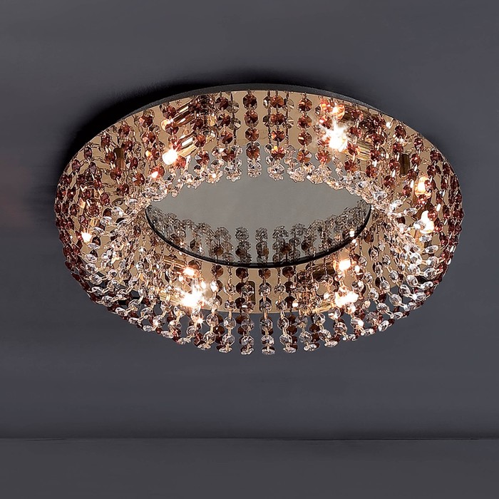 Люстра "Паркер" 6x60Вт G9 золото, янтарь 50x49x12см