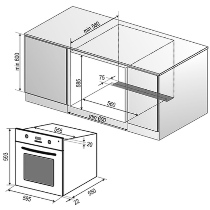 Духовой шкаф Rainford RBO-4638 PB Black, 66 л, 8 режимов, черный