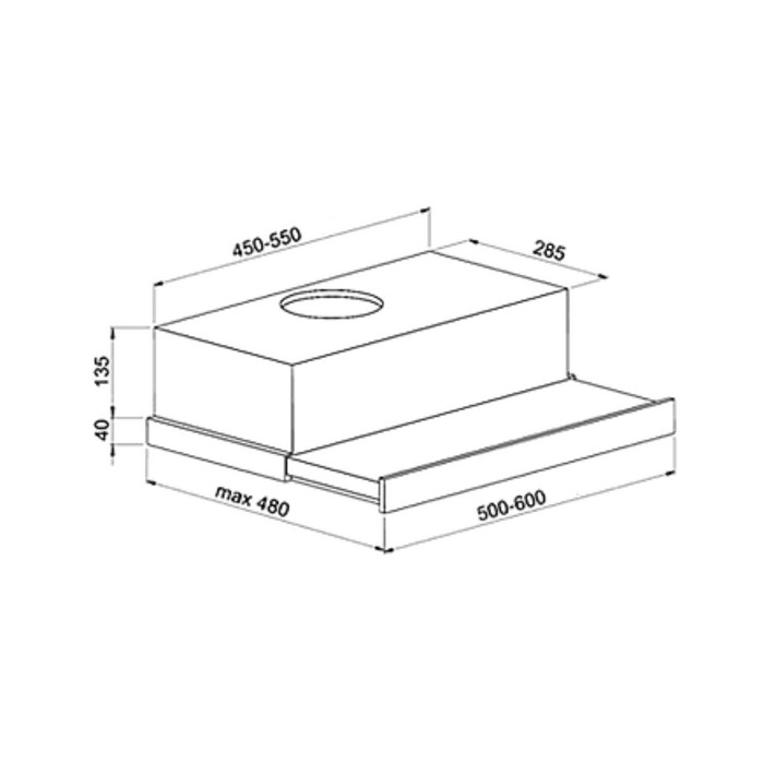 Вытяжка Rainford RCH-6602 Inox, встраиваемая, два мотора, серебристый