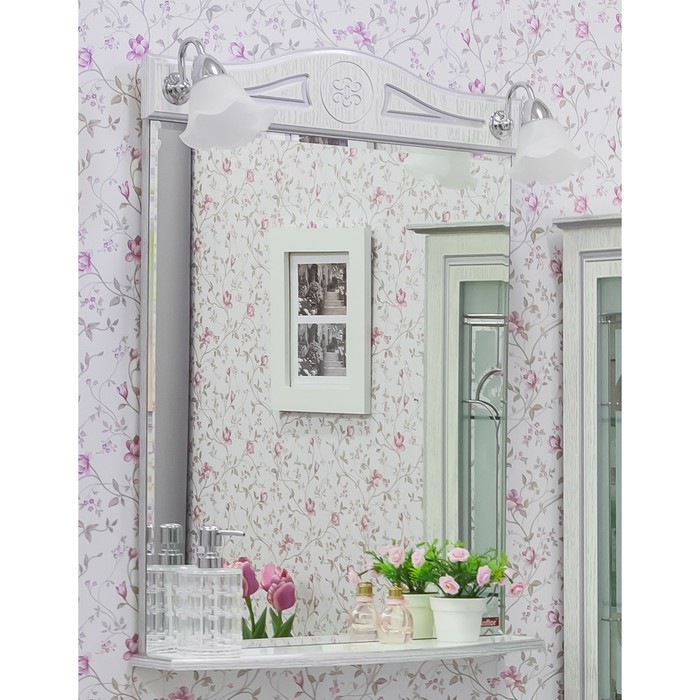 Зеркало Адель 65 белый/патина серебро