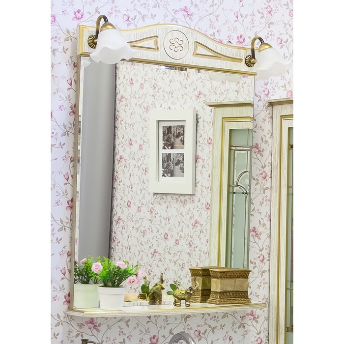 Зеркало Адель 65 белый/патина золото