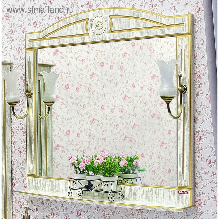 Зеркало Sanflor «Адель 100», цвет белый/патина золото