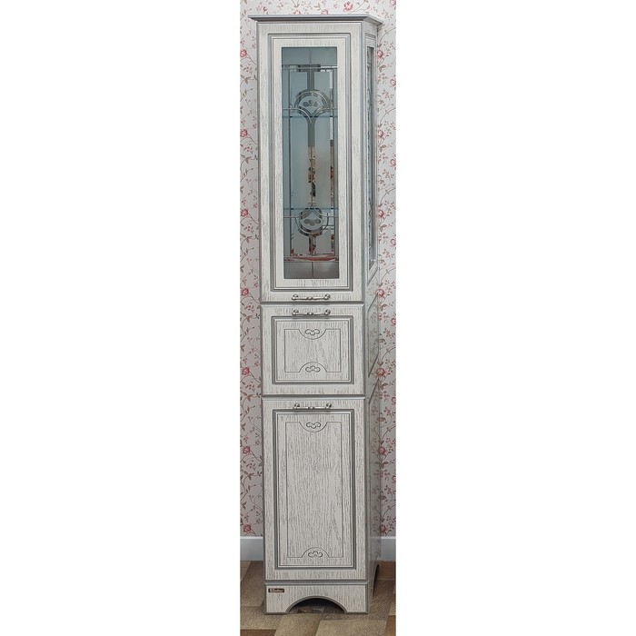 Пенал Адель белый/патина серебро, правый