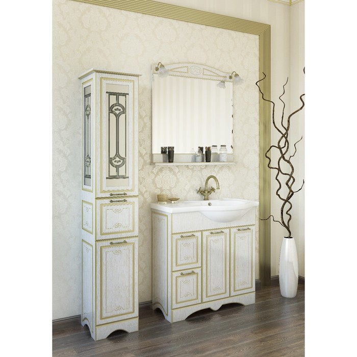 Пенал Адель белый/патина золото, левый