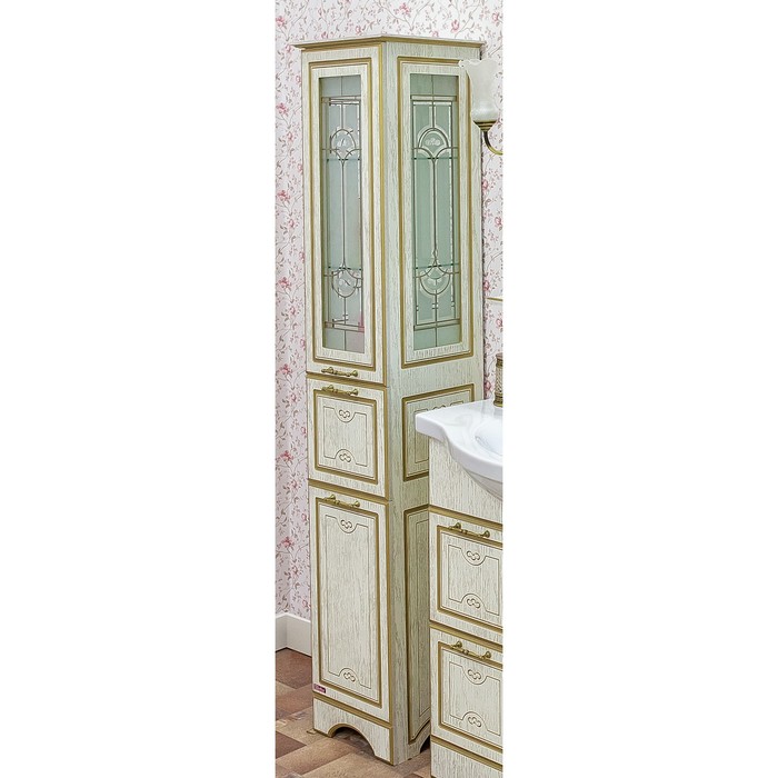 Пенал Адель белый/патина золото, правый