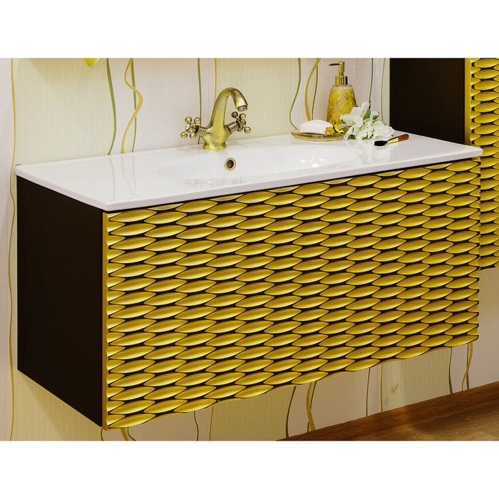 Тумба Белла 100 шоколад/патина золото с раковиной TIMZER OCEANIDA