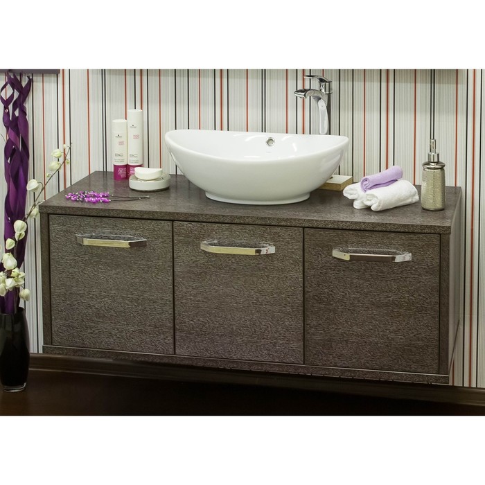 Тумба Румба 120 венге/патина серебро с раковиной Гамма