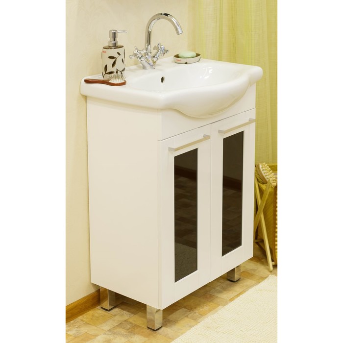 Тумба Валетта 60 чёрный с раковиной Селигер 60