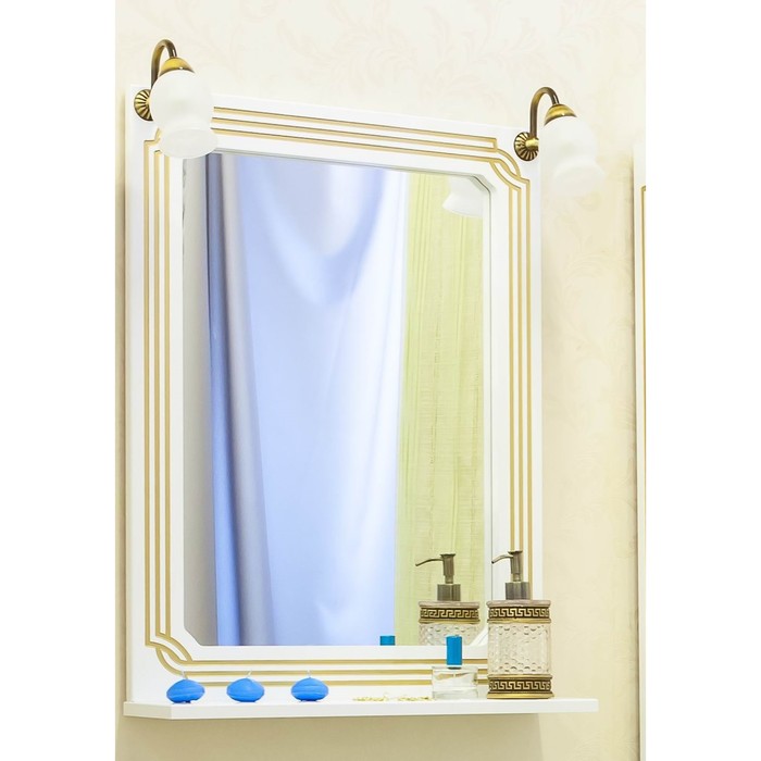 Зеркало Каир 60 белый/патина золото