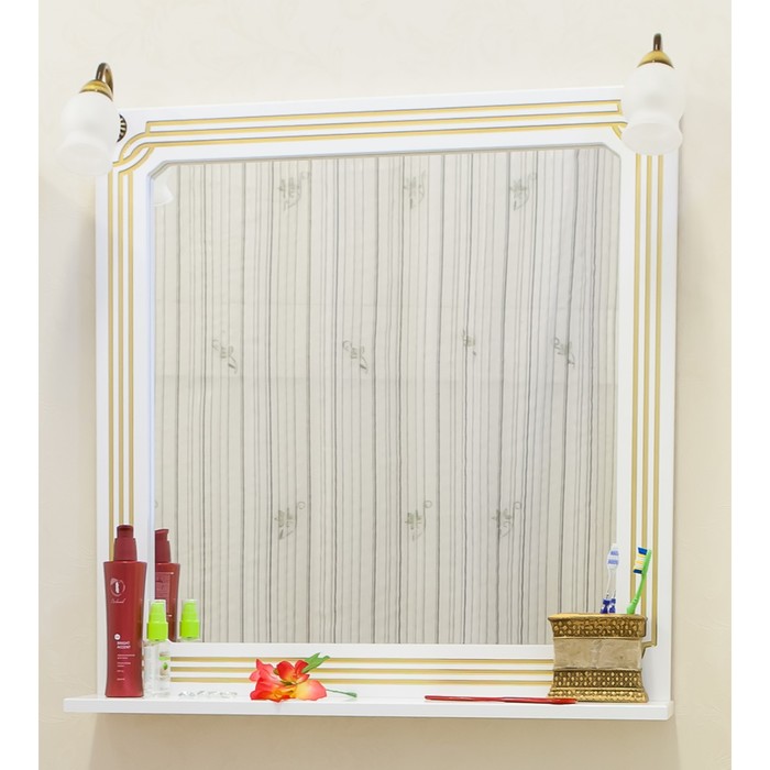 Зеркало Каир 75 белый/патина золото