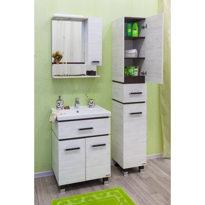 Шкаф-зеркало Техас 60 венге/северное дерево светлое, левый