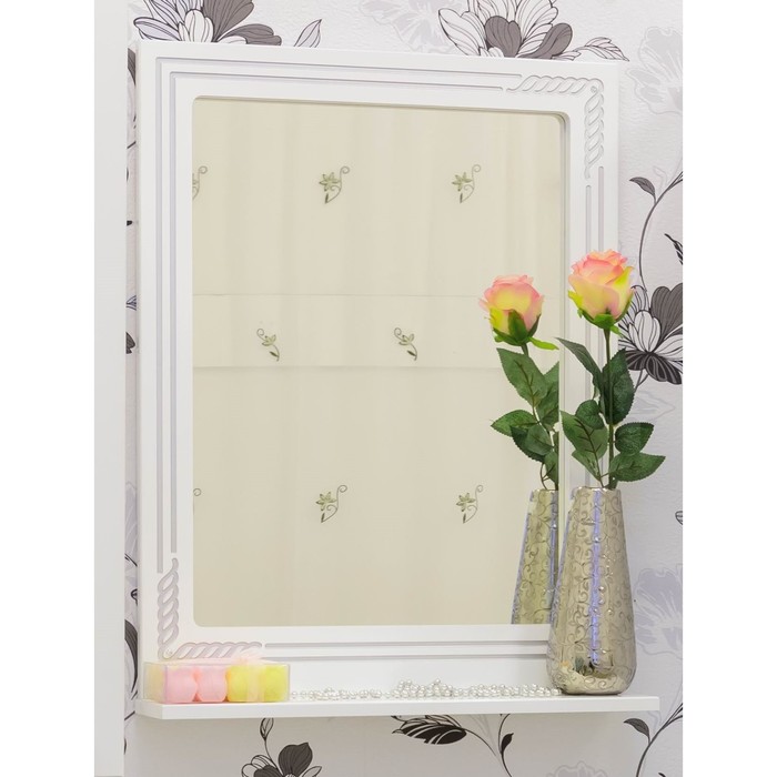 Зеркало Элен 60 белый/патина серебро