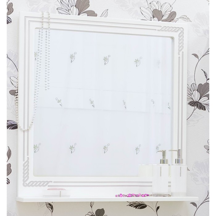 Зеркало Элен 75 белый/патина серебро