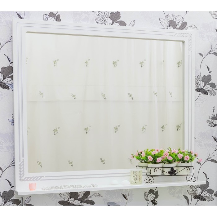 Зеркало Элен 100 белый/патина серебро