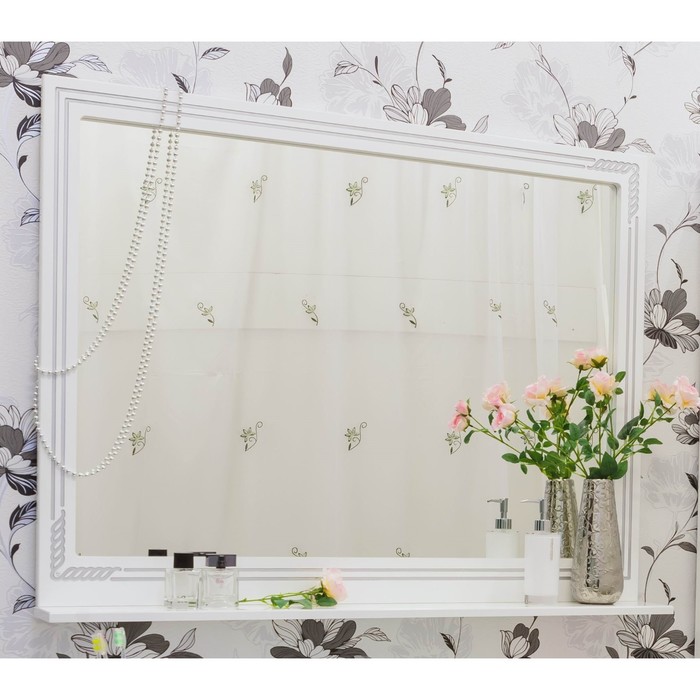 Зеркало Элен 120 белый/патина серебро