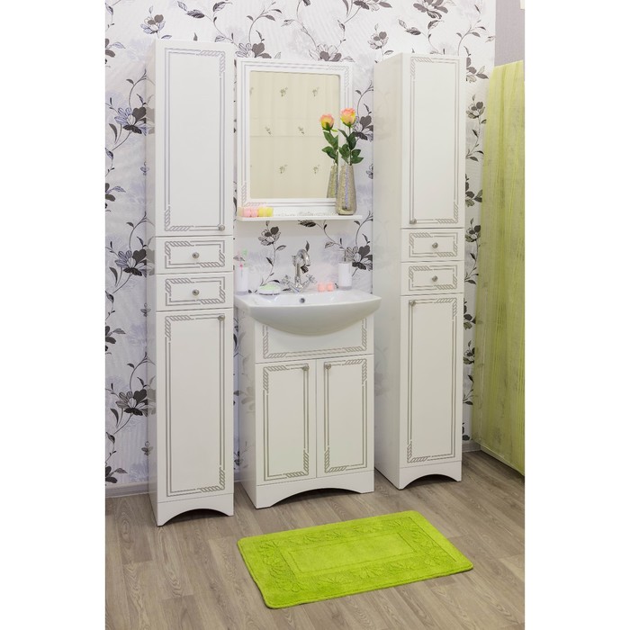 Пенал Элен белый/патина серебро, правый