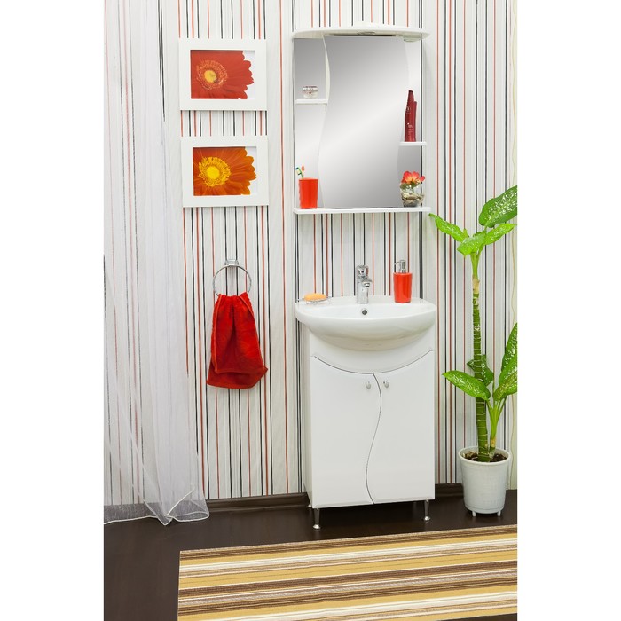 Шкаф-зеркало Лина 55 белый глянец, левый