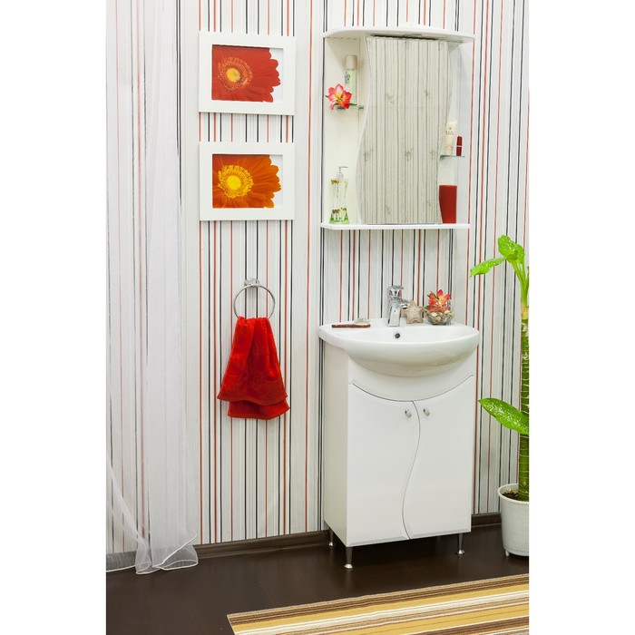 Тумба Лина 55 белый глянец с раковиной Антик 55