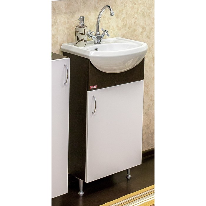 Тумба Мокко 45 венге/белый, правая с раковиной Уют 45