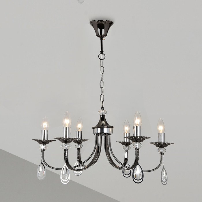 Люстра "Дрезден" 6x60Вт E14 черный, хром 60x40x24,5см