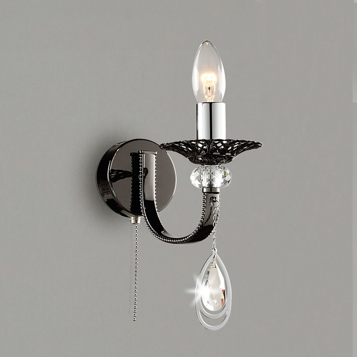 Бра "Дрезден" 1x60Вт E14 черный, хром 24x18,5x16см