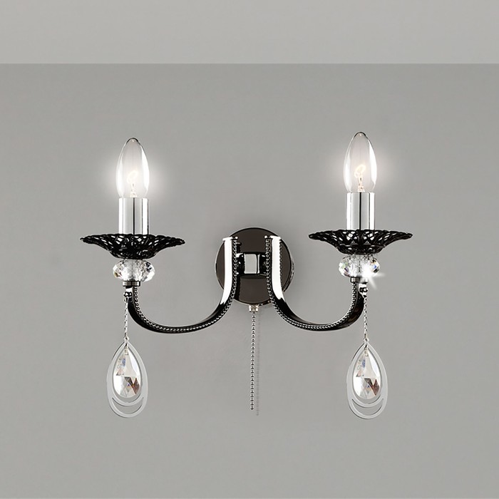 Бра "Дрезден" 2x60Вт E14 черный, хром 37x20,5x18см