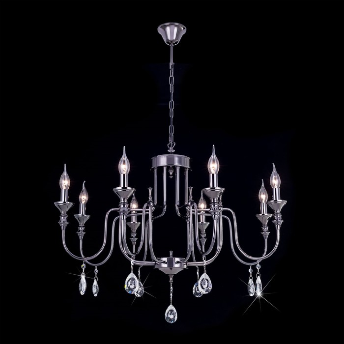 Люстра "Гера" 8x60Вт Е14 черный, хром 40x37x17см