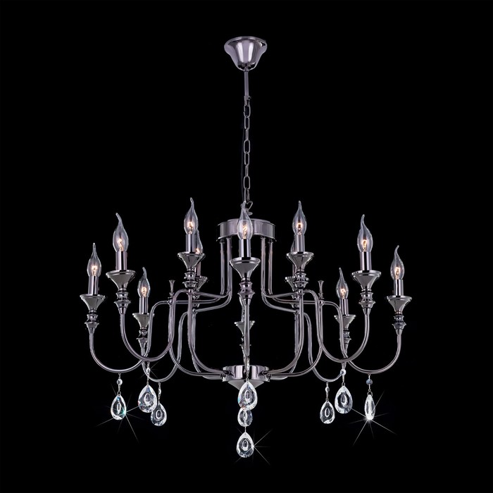 Люстра "Гера" 12x60Вт Е14 черный, хром 40x37x19см