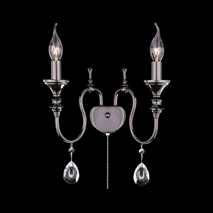 Бра "Идальго" 2x60Вт Е14 черный, хром 24x20x15см