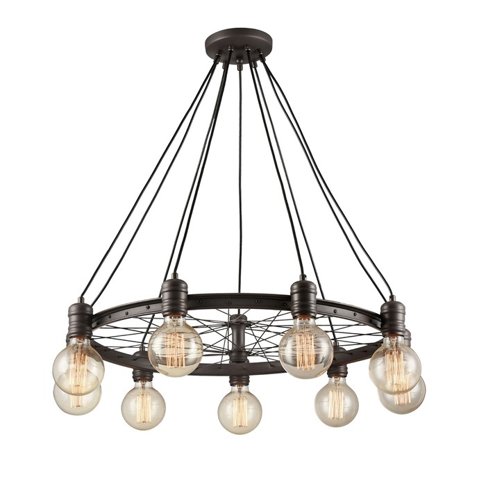 Люстра "Рига" 9x75Вт E27 черный 70x70x14см