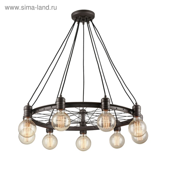 Люстра Рига 9x75Вт E27 черный 70x70x14см 17493₽