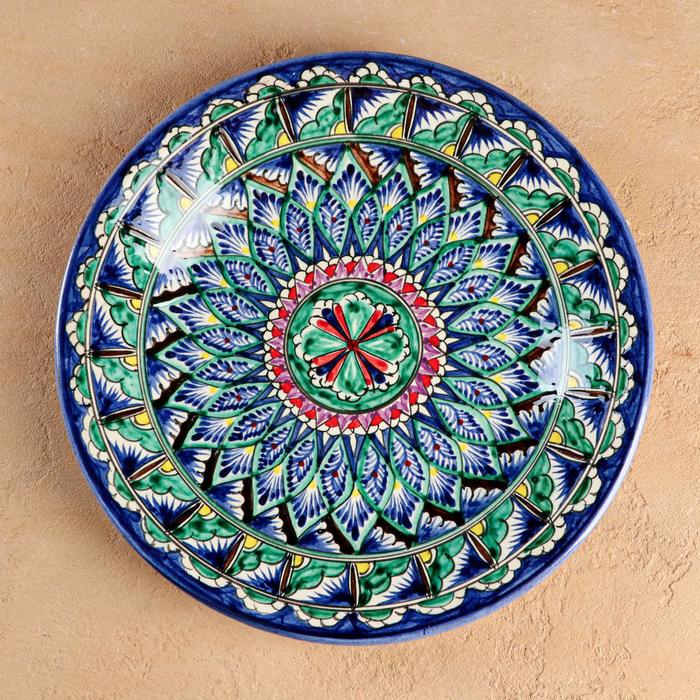 

Тарелка Риштанская Керамика "Узоры", 27 см, синяя микс