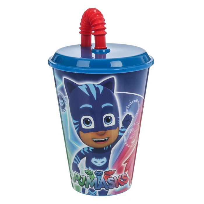 Стакан "Герои в масках" с соломинкой и крышкой, 430 мл