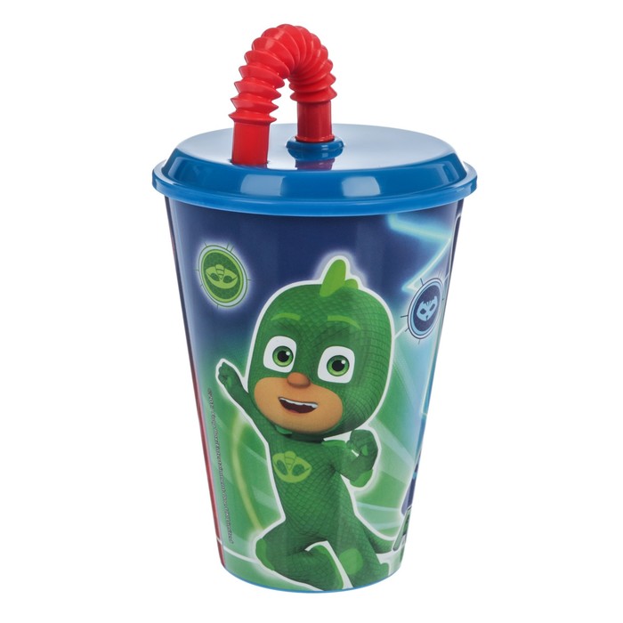 Стакан "Герои в масках" с соломинкой и крышкой, 430 мл