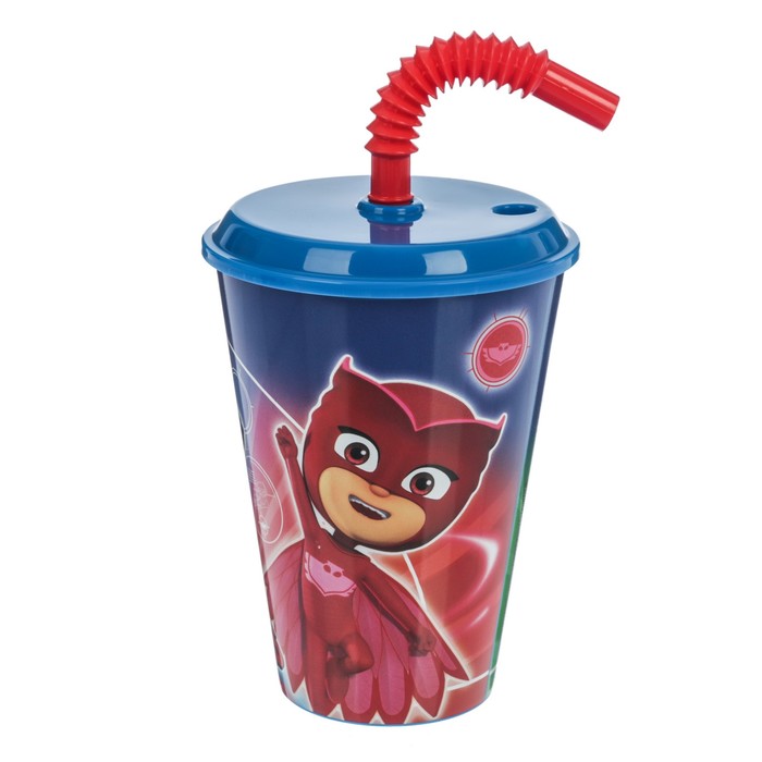 Стакан "Герои в масках" с соломинкой и крышкой, 430 мл
