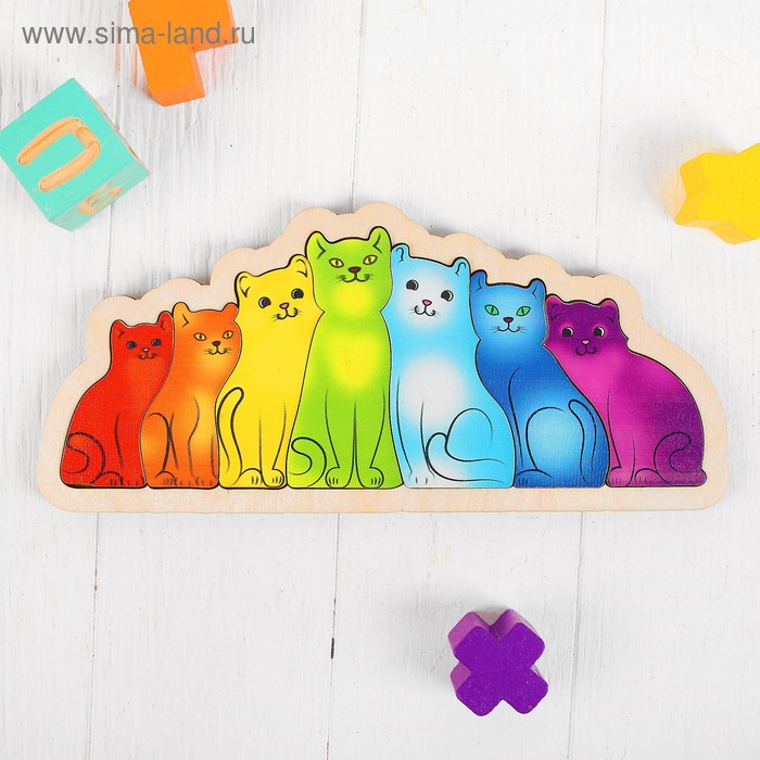 фото Развивающая доска «разноцветные котята. радуга» нескучные игры