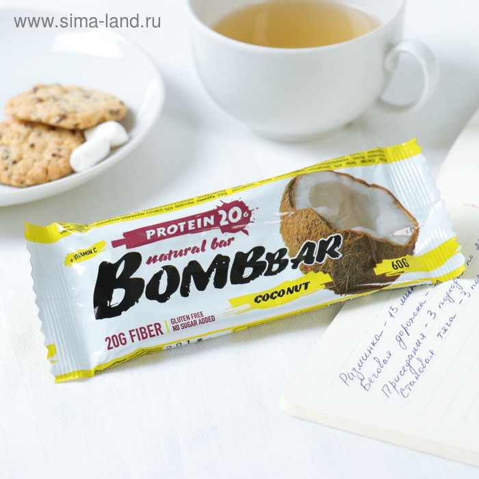 фото Протеиновый батончик bombbar, кокос, 60 г