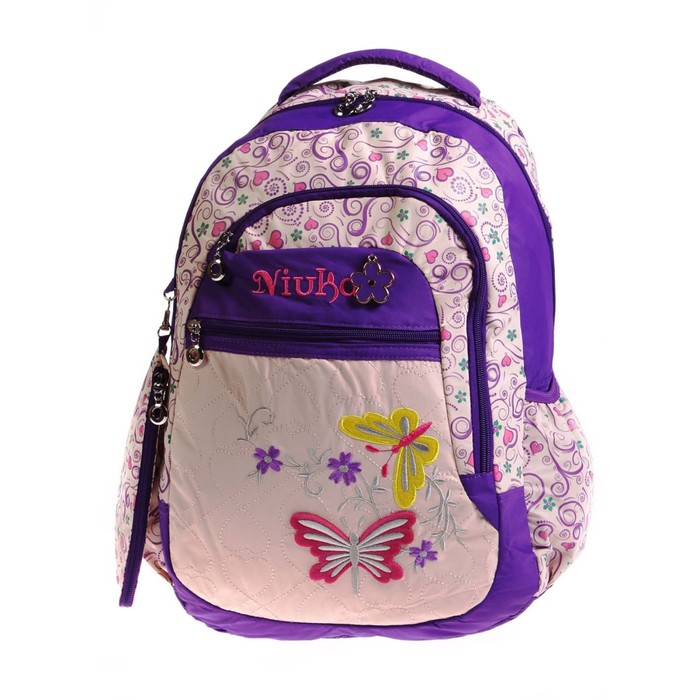 Рюкзак, размер 30,5х15 см, K05RN188 бежевый, сиреневый