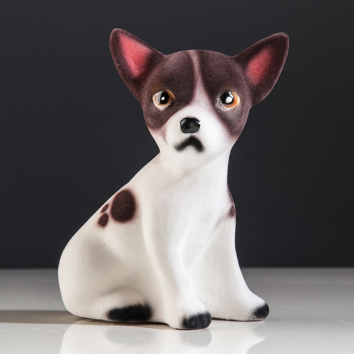 Копилка "Собака Чихуахуа", мини, флок, 5 х 11 х 16 см, белый