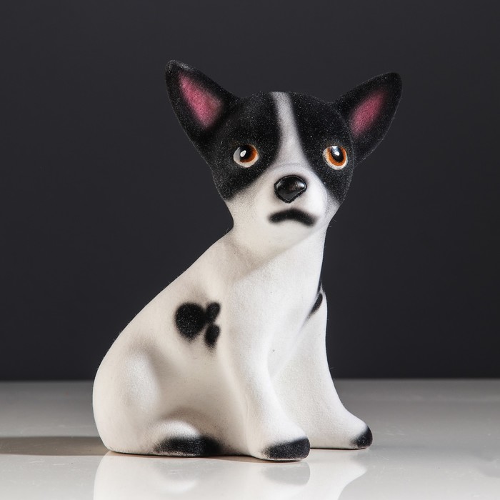 Копилка "Собака Чихуахуа", мини, флок, 5 х 11 х 16 см, чёрный