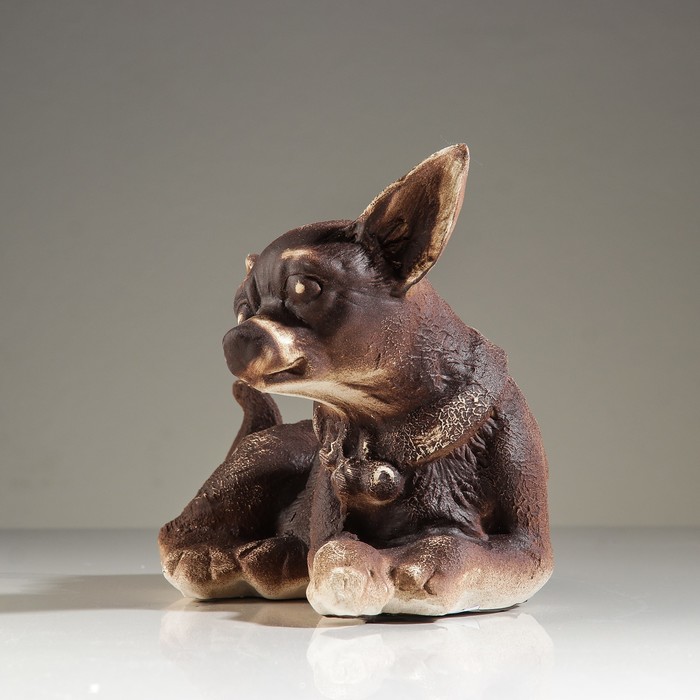 Статуэтка "Собака Чихуахуа", лежачий, шамот