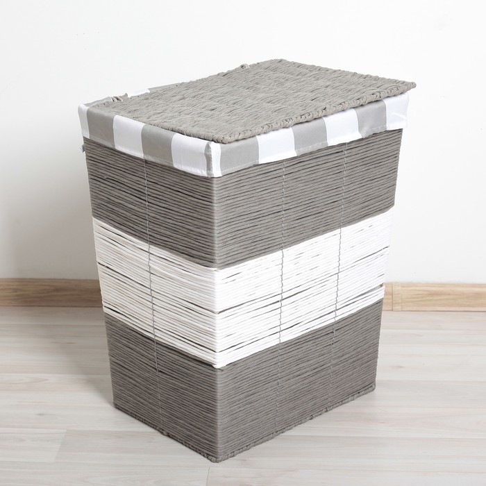 Корзина для белья плетеная прямоугольная 40х30,5х49 см, средняя