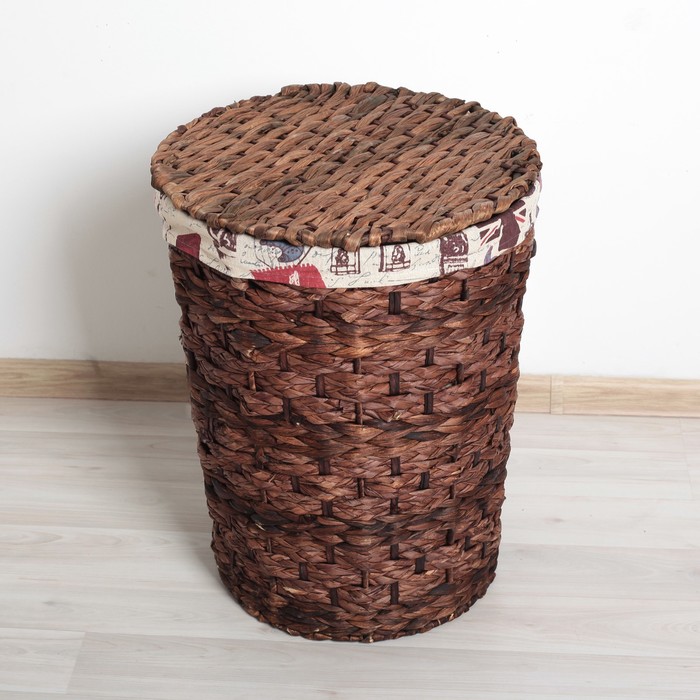 Корзина для белья плетеная круглая 37х37х49 см