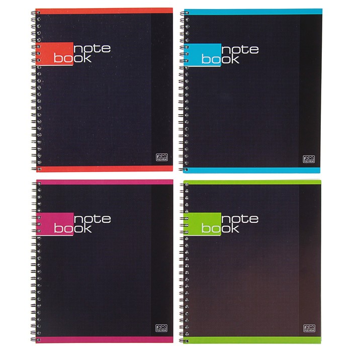 Тетрадь 96 листов клетка на гребне "Строгая тетрадь", мелованный картон, матовая ламинация, микс