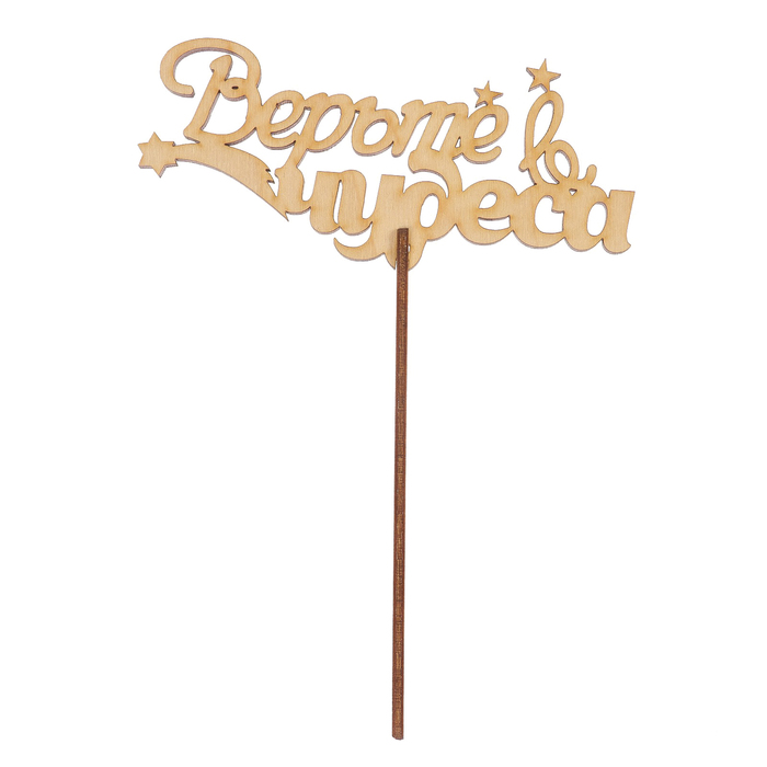 Топпер "Верьте в чудеса" из фанеры, 13x6 см (ТПР-380)