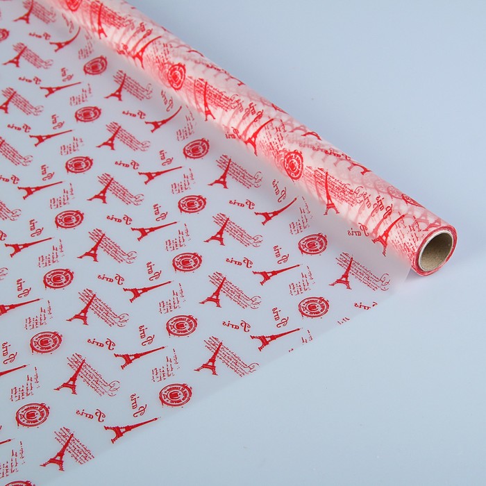 Пленка матовая "Париж", красный, 0,7 х 10 м