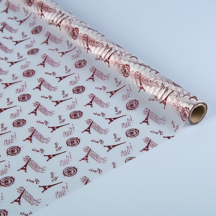 Пленка матовая "Париж", бордовый, 0,7 х 10 м