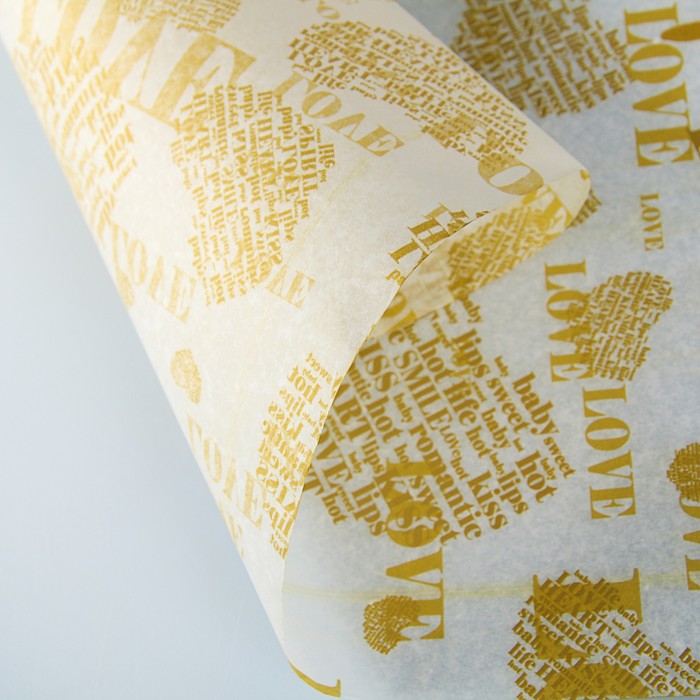 Пергамент флористический вощеный "Хорошее настроение", золото, 0,5 х 10 м