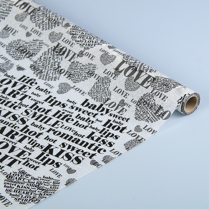 Пергамент флористический вощеный "Хорошее настроение", черный, 0,5 х 10 м